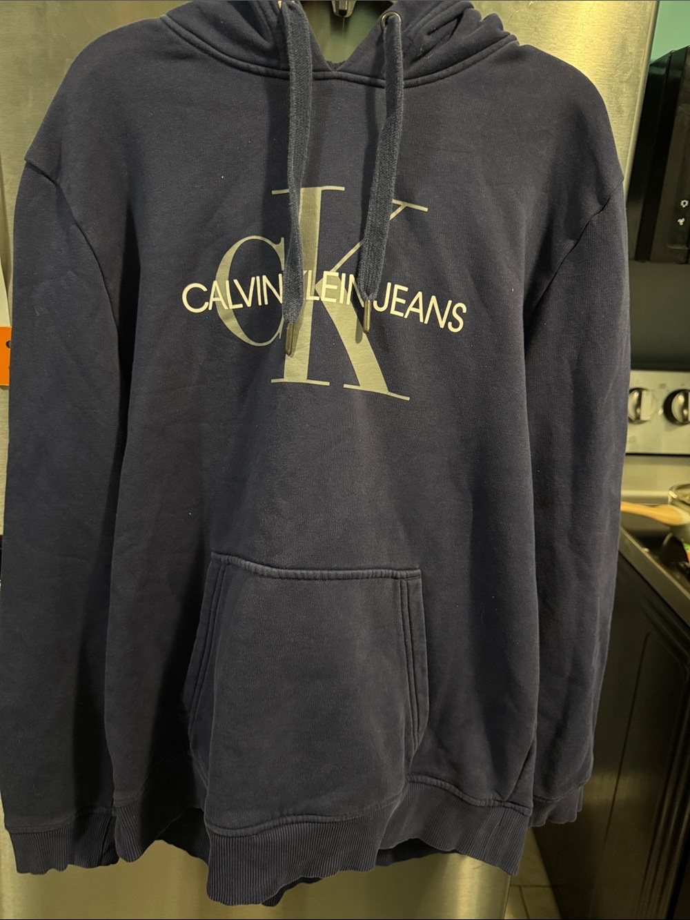 Calvin Klein Jeans Navy Pullover Hoodie with Front Logo